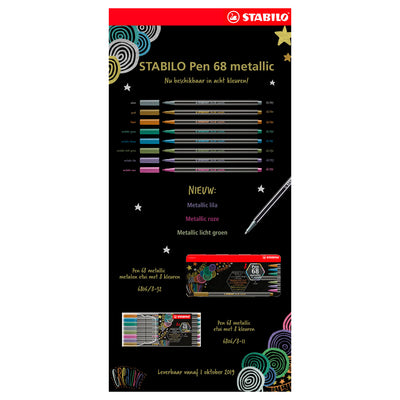 Stabilo Pen 68 Metallic Felt -Tip stylos, 8e.