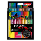 Stillo Pen 68 Max Arty Felt -Tip Pen avec épaisses pics de burin 18 couleurs - afbeelding 1