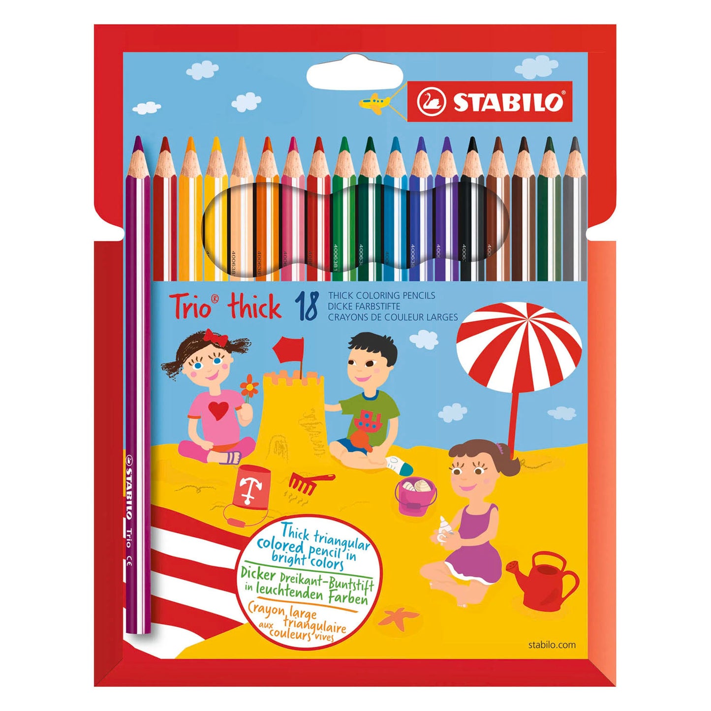 Crayons de couleur ergonomiques épais Stabilo trio - 18 pcs.