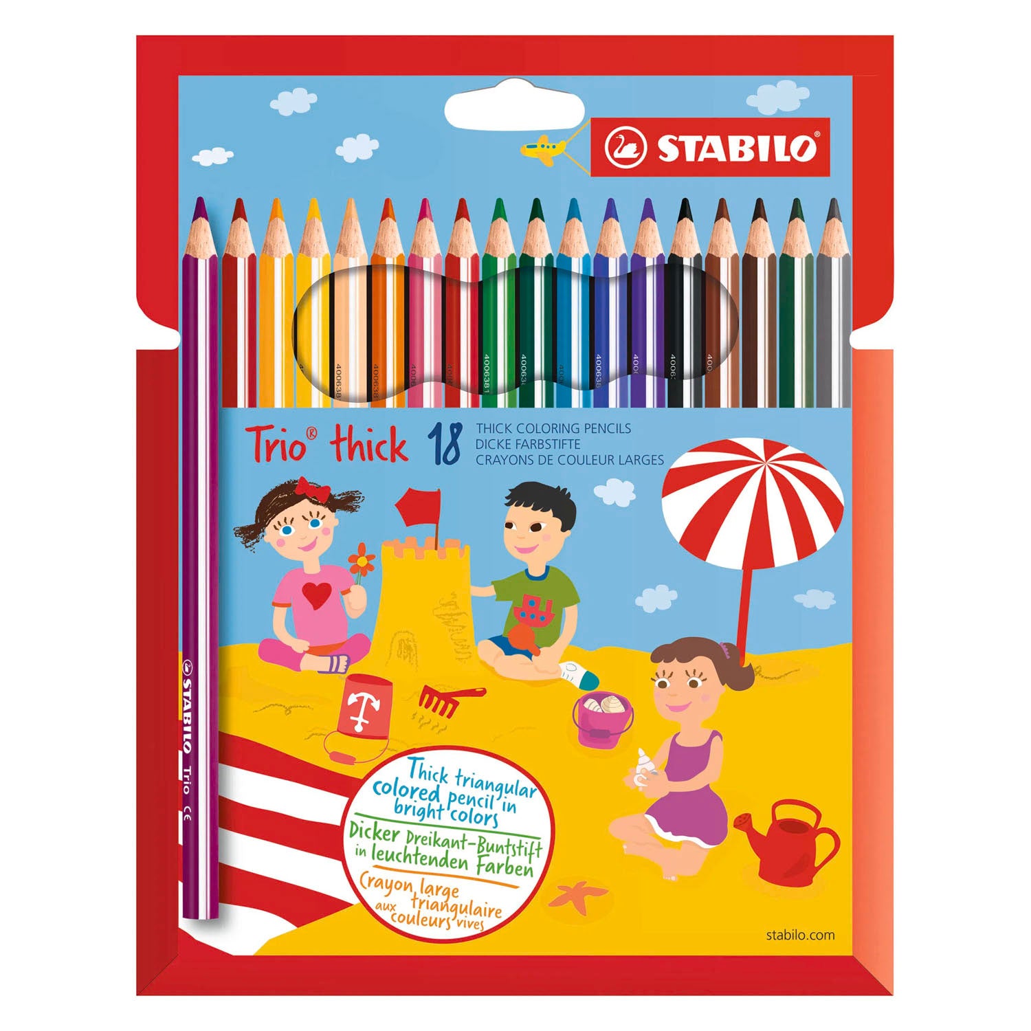 Crayons de couleur ergonomiques épais Stabilo trio - 18 pcs.