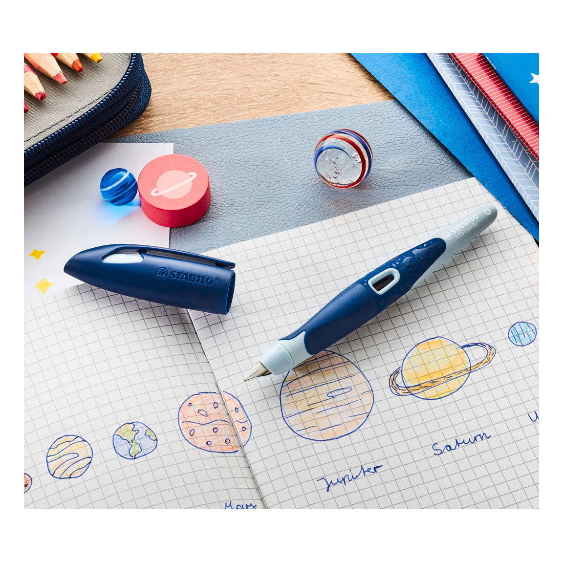 Stylo plume Stabilo easybirdy 3d dreamworld droitier - bleu