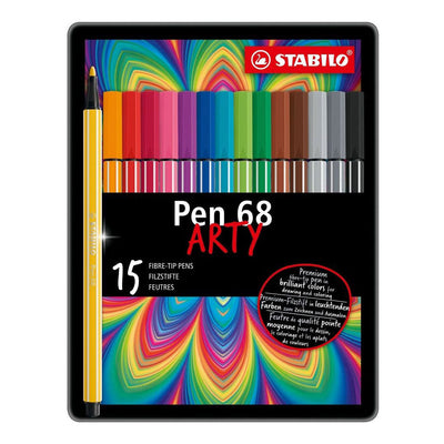Stylo Stabilo 68 feutres arty dans un étui en métal - 15 pcs.
