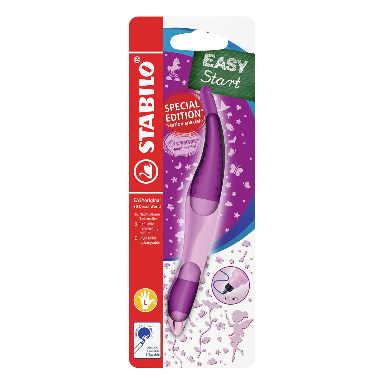 Stylo à bille Stabilo easyoriginal dreamworld pour gaucher - rose