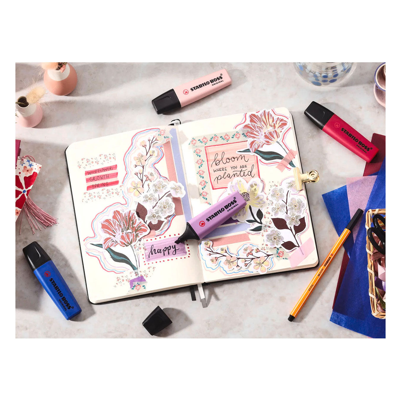 Stabilo boss surligneur fleurs sauvages - gris violet