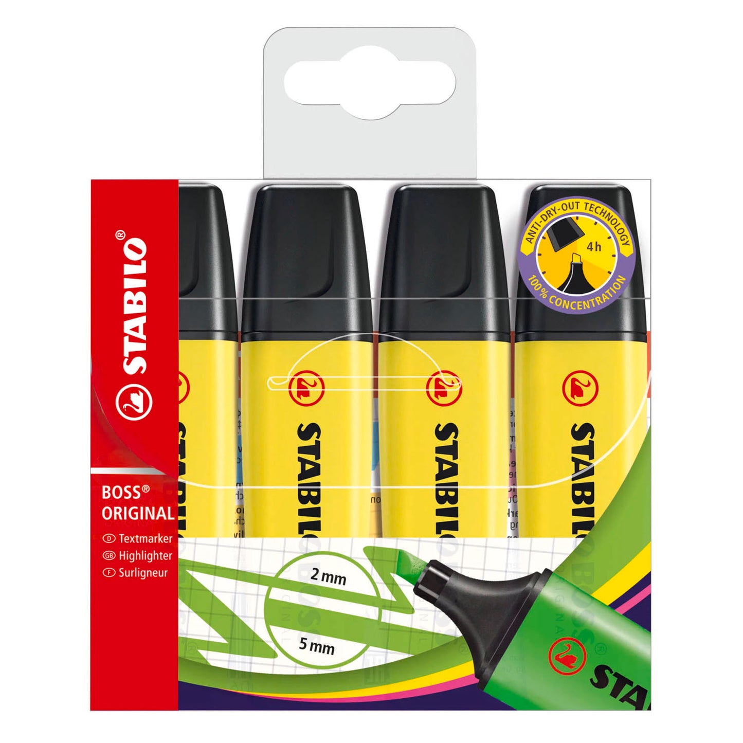 Stabilo boss surligneurs originaux jaunes - 4 pcs.