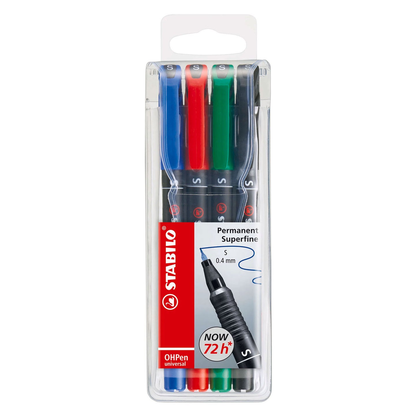 Marqueur permanent super fin Stabilo ohpen en étui - 4 pcs.