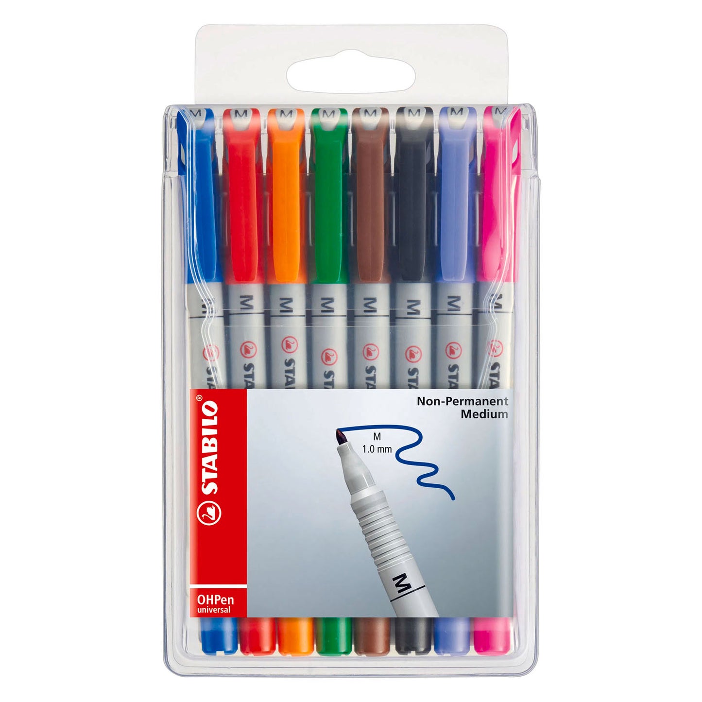 Marqueur effaçable moyen Stabilo ohpen en étui - 8 pcs.