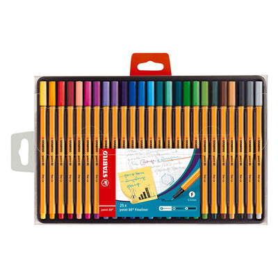 Stabilo point 88 - feutre fin premium 0,4 mm - étui de 25 couleurs différentes