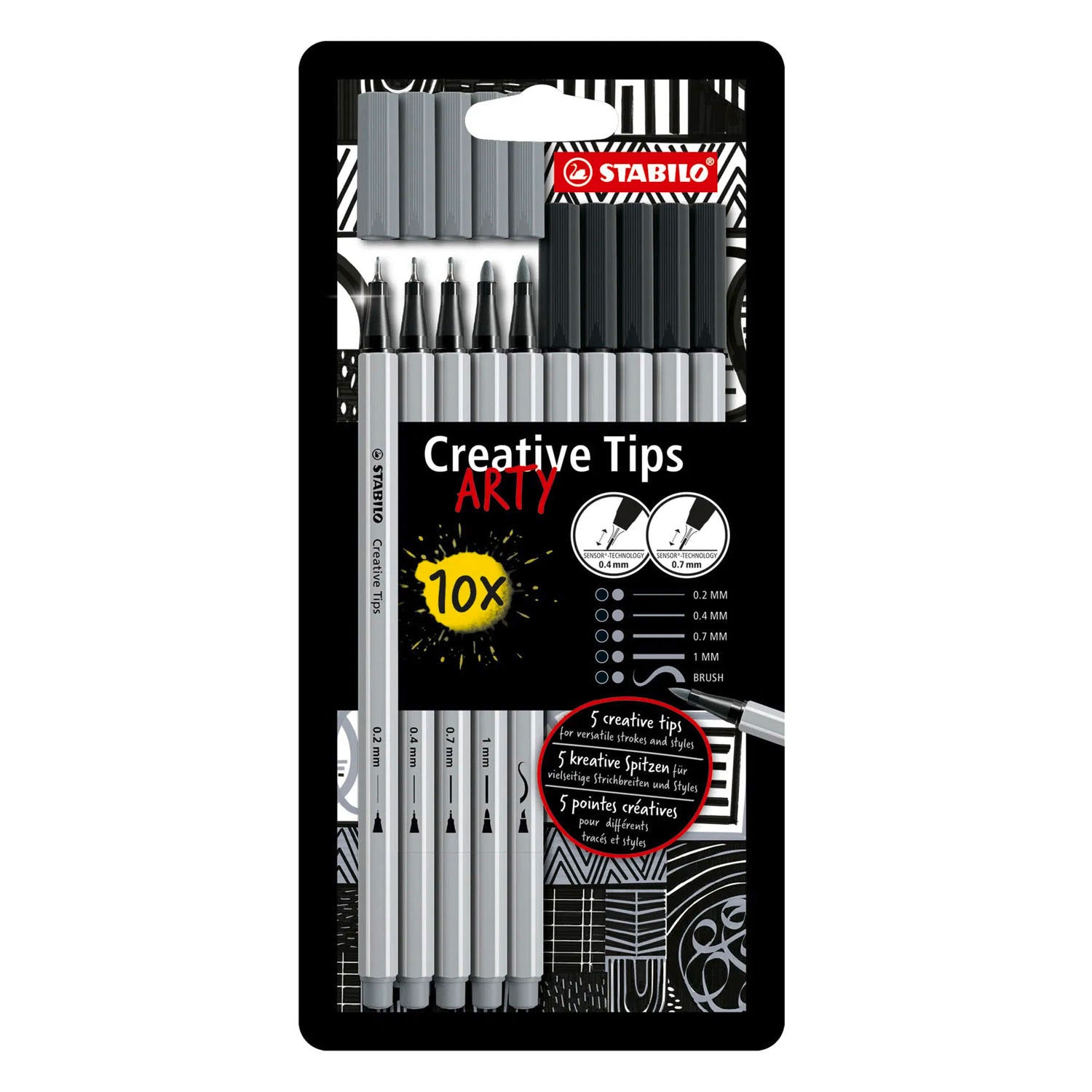 Stabilo creative tips arty pens différentes épaisseurs de pointe - 10 pcs.