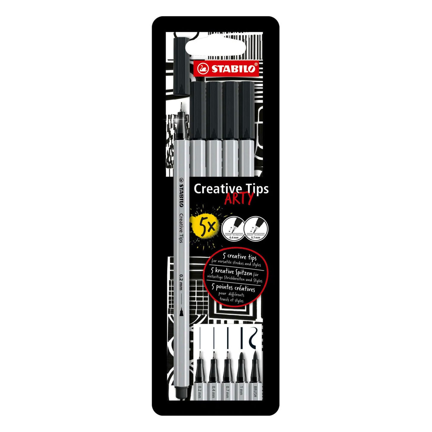 Stabilo creative tips arty stylos noir - 5 pcs