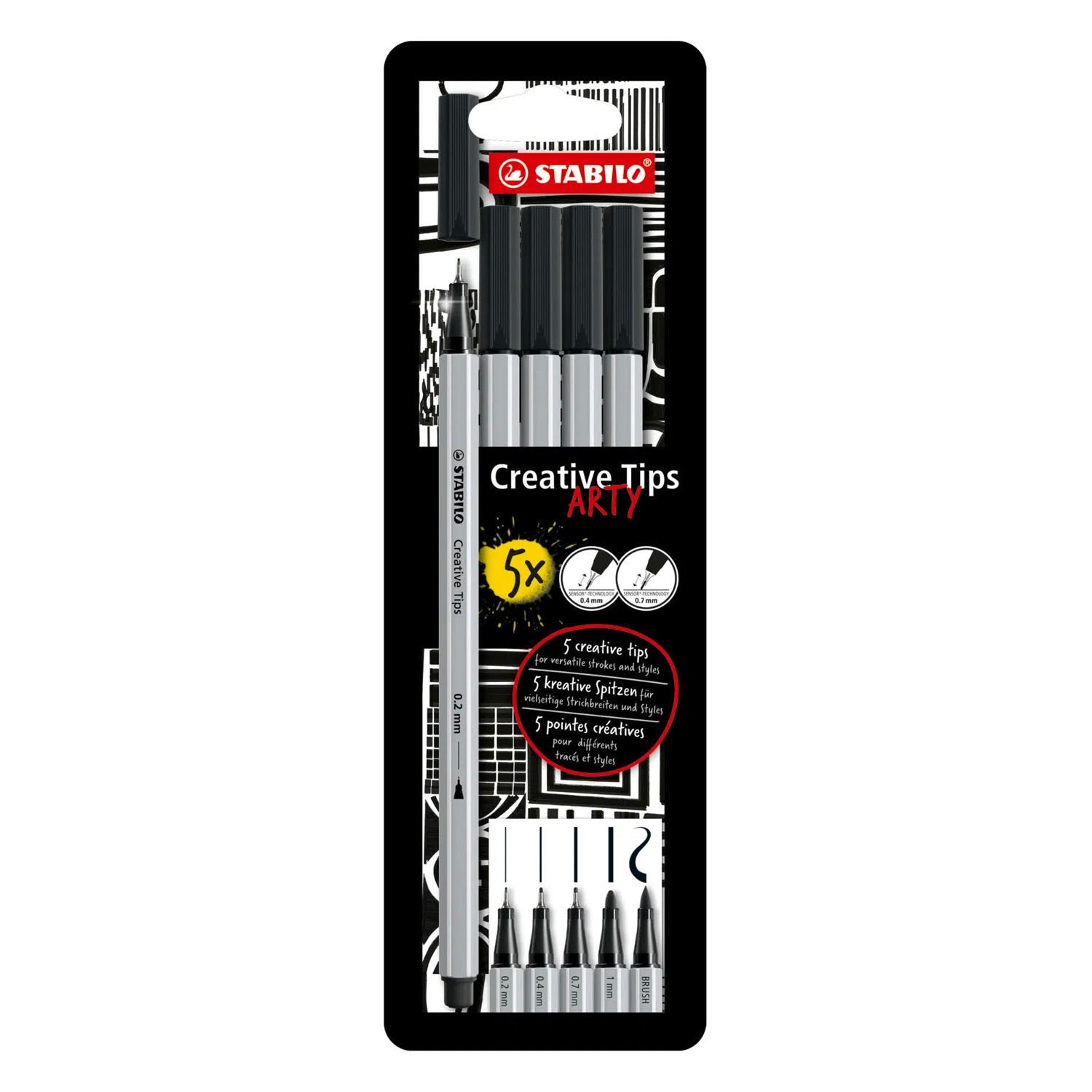 Stabilo creative tips arty stylos noir - 5 pcs