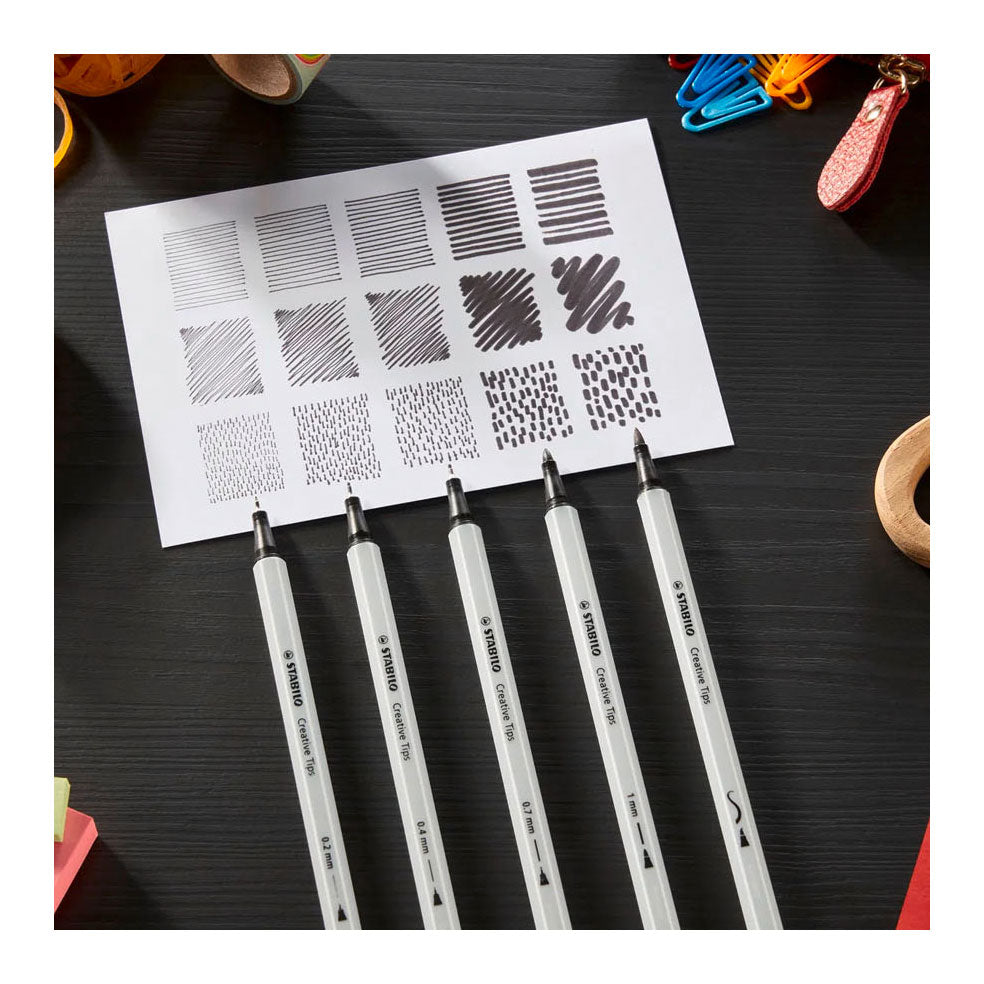 Stabilo creative tips arty stylos noir - 5 pcs