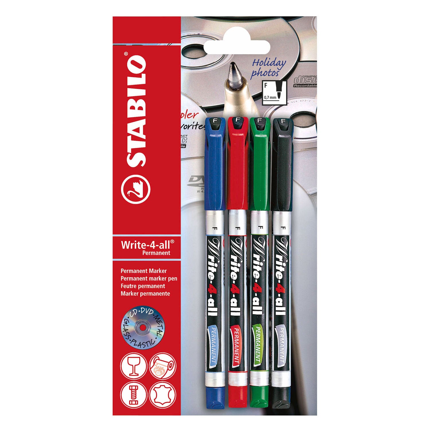 Marqueur permanent Stabilo write-4-all fin (0,7 mm) - 4 pcs.
