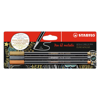 Stylo Stabilo 68 feutres métalliques argent or cuivre - 3 pcs.
