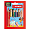 Crayons de couleur Stabilo Woody 3en1 pour emballage scolaire - 48 pcs. avec 2 taille-crayons