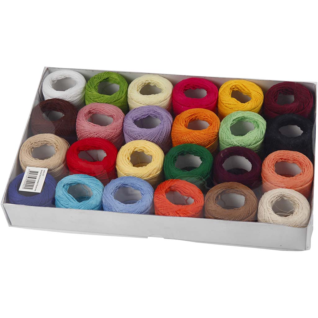 Fil de coton mercerisé Creativ company, différentes couleurs, 24x20 gr 1 boîte