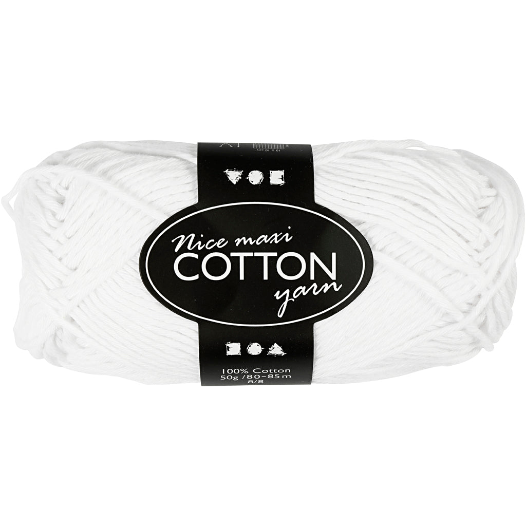 Fil de coton Creativ company, taille 8 8, l : 80-85 m, taille maxi, blanc, 50 g 1 pelote