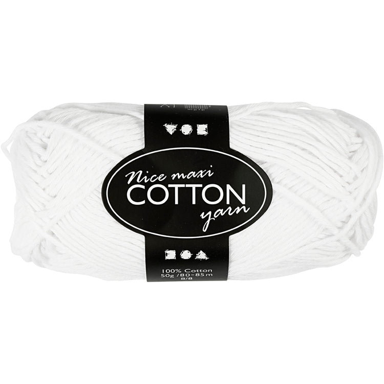 Fil de coton Creativ company, taille 8 8, l : 80-85 m, taille maxi, blanc, 50 g 1 pelote