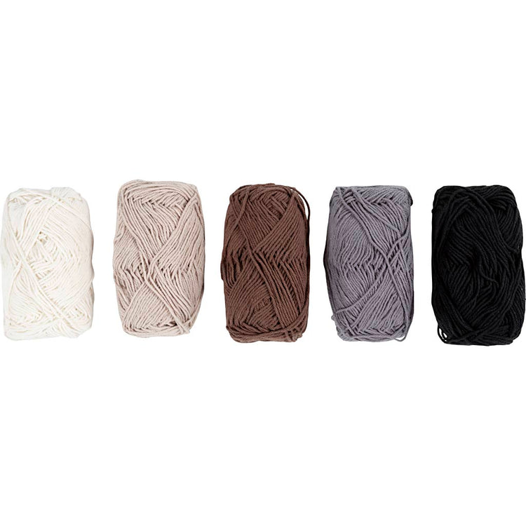 Fil de coton Creativ company, taille 8 4, l: 5x50 m, couleurs naturelles, 5x20 g 1 boîte