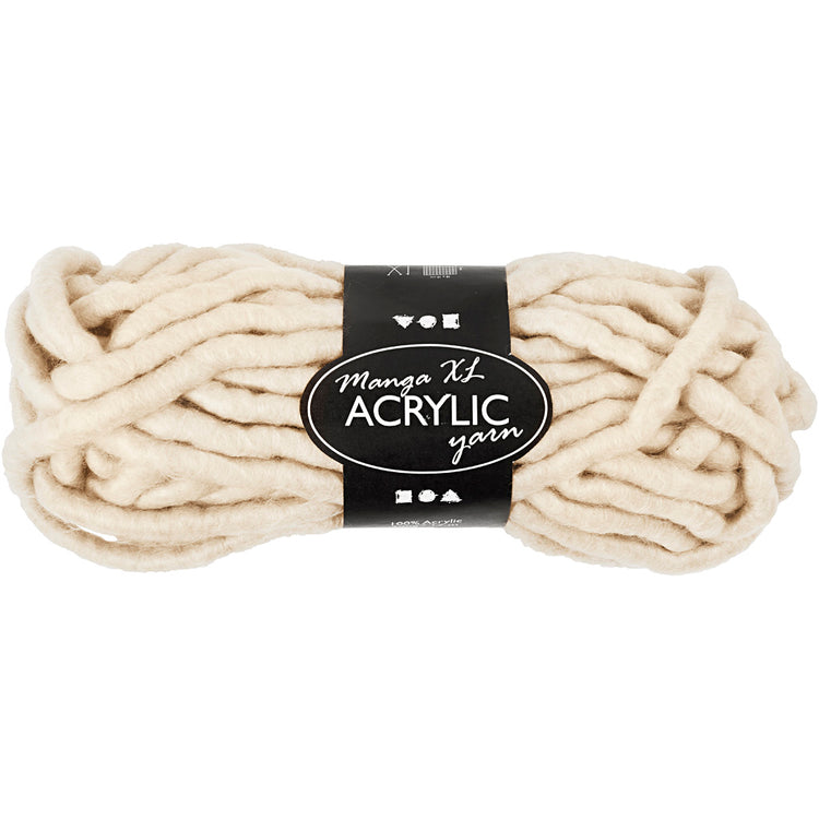 Fil acrylique Creativ company xl, l : 17 m, taille manga, blanc cassé, 200 g 1 pelote