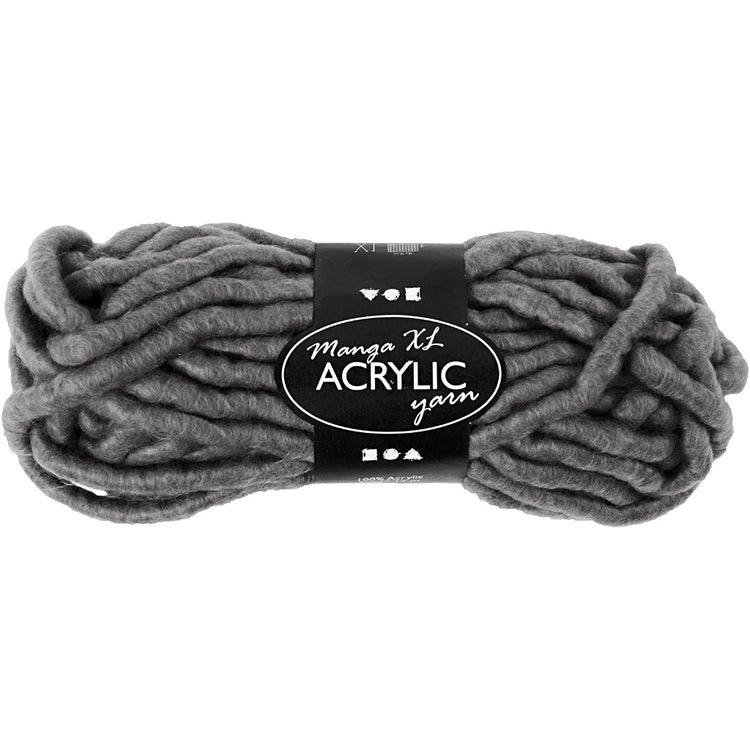 Fil acrylique Creativ company xl, l : 17 m, taille manga, gris, 200 g 1 pelote