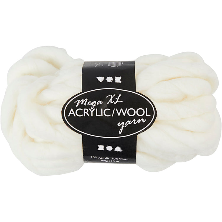 Fil acrylique Creativ company xl, l : 15 m, taille méga, blanc cassé, 300 g 1 pelote