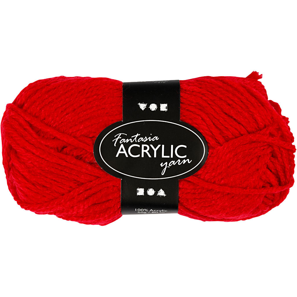 Fil acrylique, rouge, 50gr, 80m