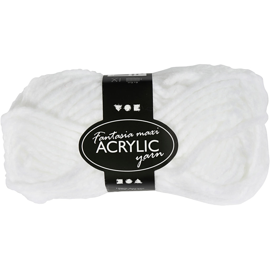Fil acrylique fantaisie Creativ company, l: 35 m, maxi, blanc, 50 g 1 pelote