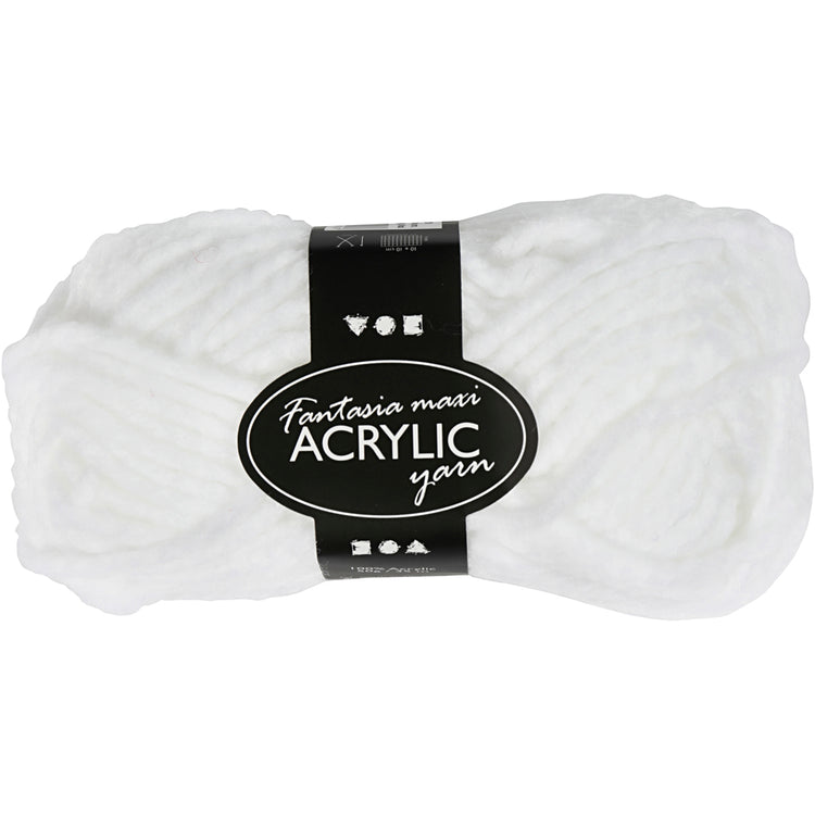Fil acrylique fantaisie Creativ company, l: 35 m, maxi, blanc, 50 g 1 pelote