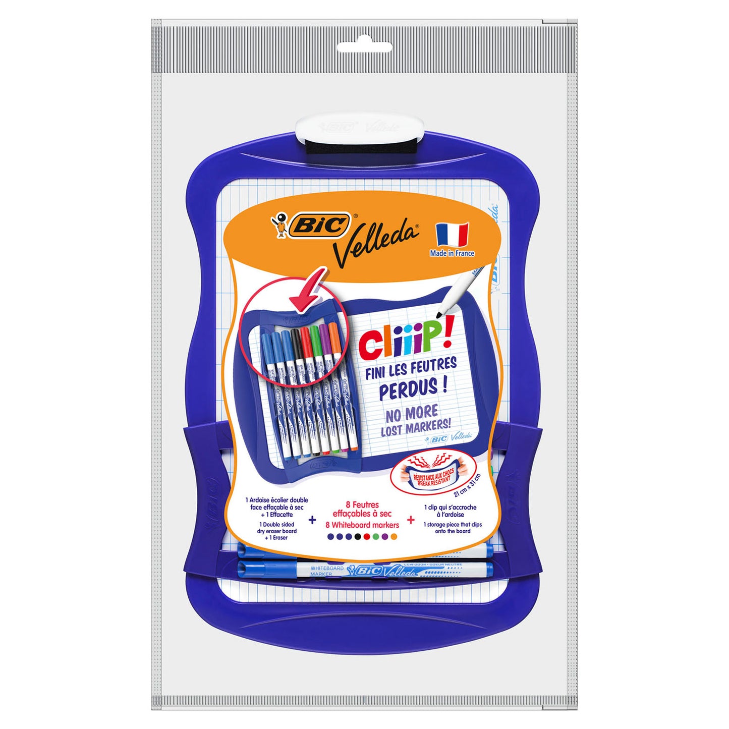 Tableau blanc Bic Velleda avec 8 marqueurs