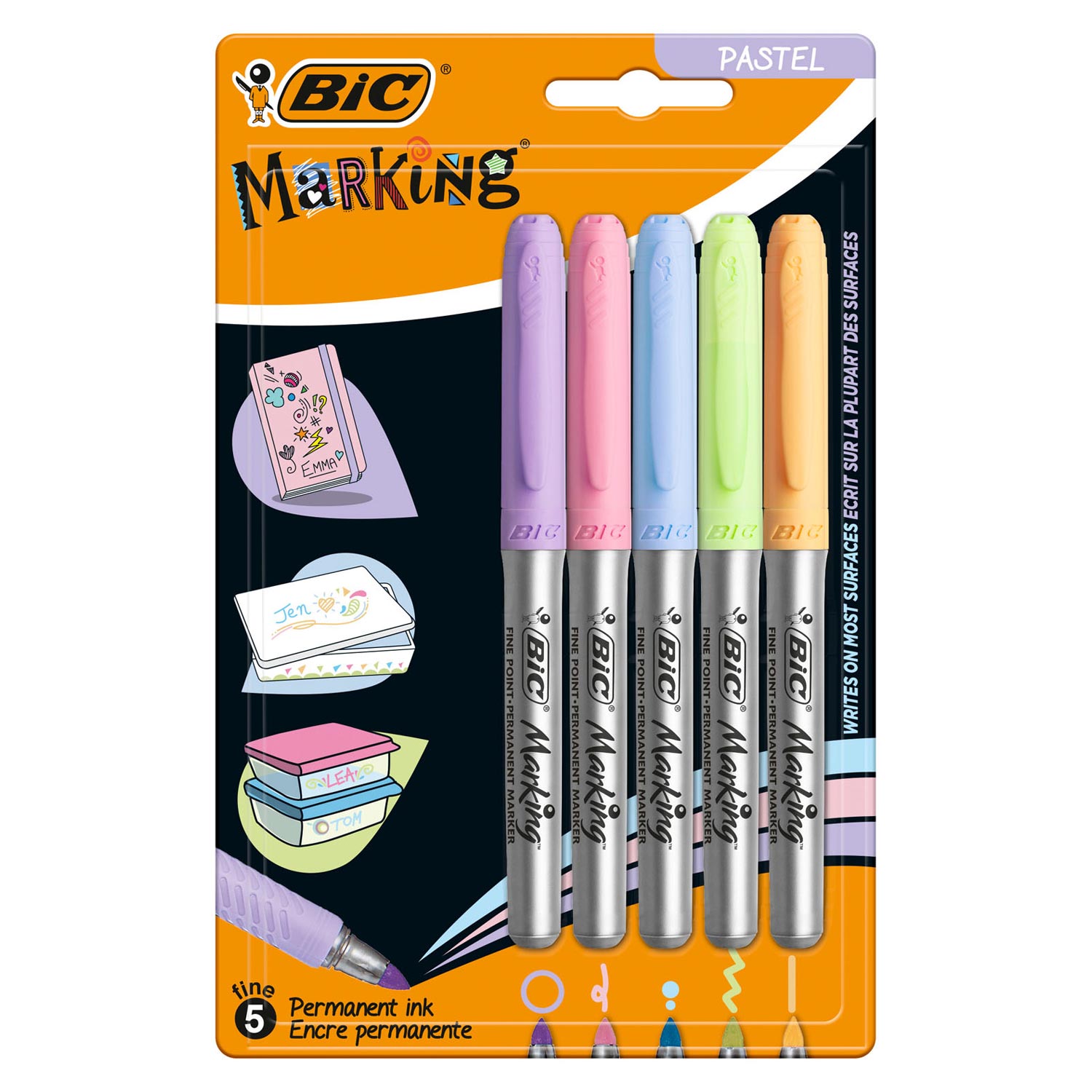 BIC INTENSITY FEET -TIP PENS PASTEL PERMANENT, 5e.
