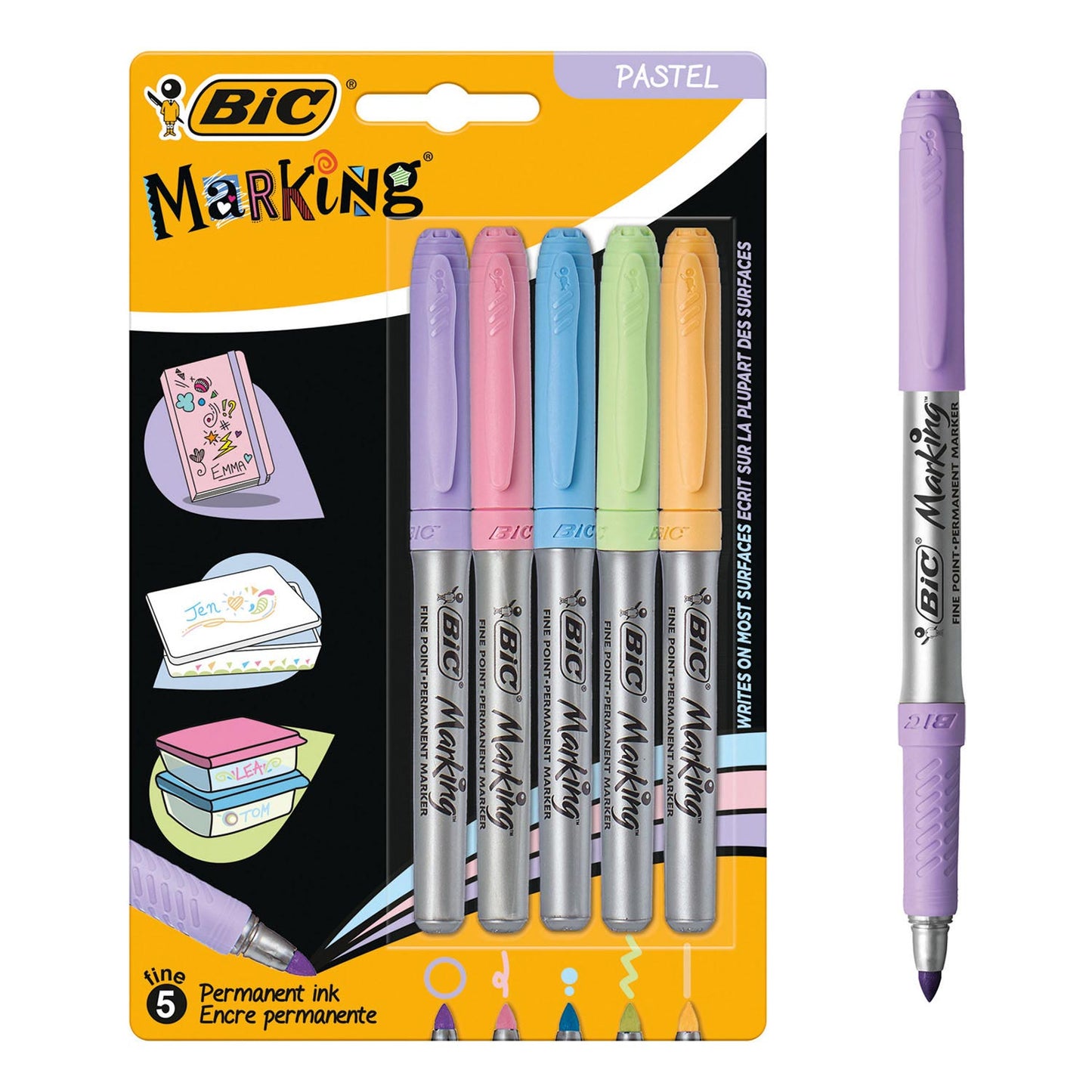 BIC INTENSITY FEET -TIP PENS PASTEL PERMANENT, 5e.