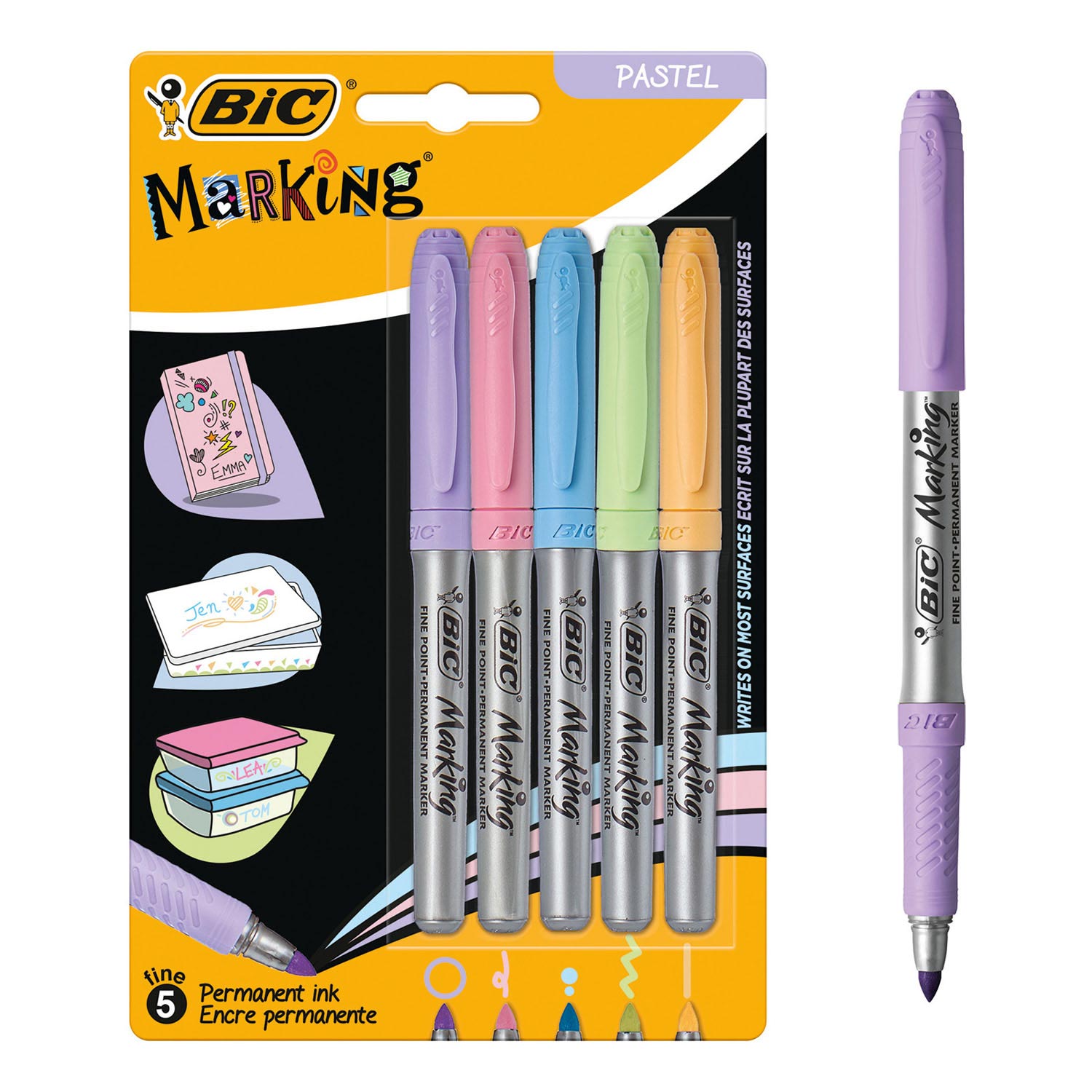 BIC INTENSITY FEET -TIP PENS PASTEL PERMANENT, 5e.