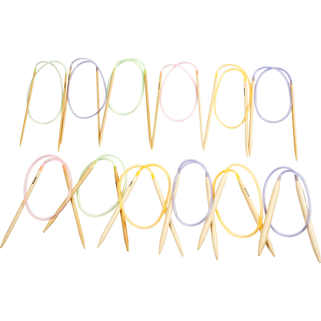 Aiguilles à tricoter rondes Creativ company, L: 60-80 cm, taille 3-10 mm, 12 pièces 1 boîte