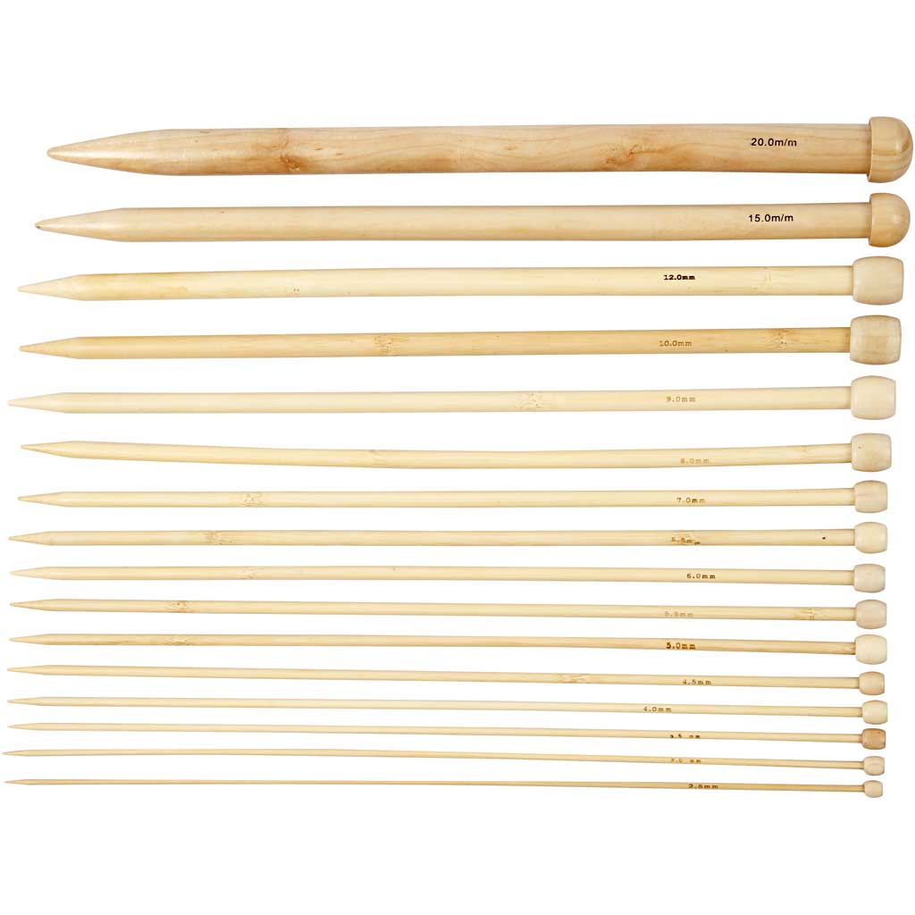 Aiguilles à tricoter Creativ company, l: 35 cm, taille 2,5-20 mm, 16 paires 1 boîte