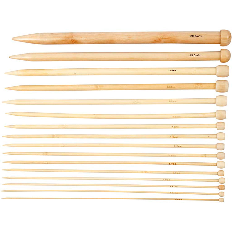 Aiguilles à tricoter Creativ company, l: 35 cm, taille 2,5-20 mm, 16 paires 1 boîte
