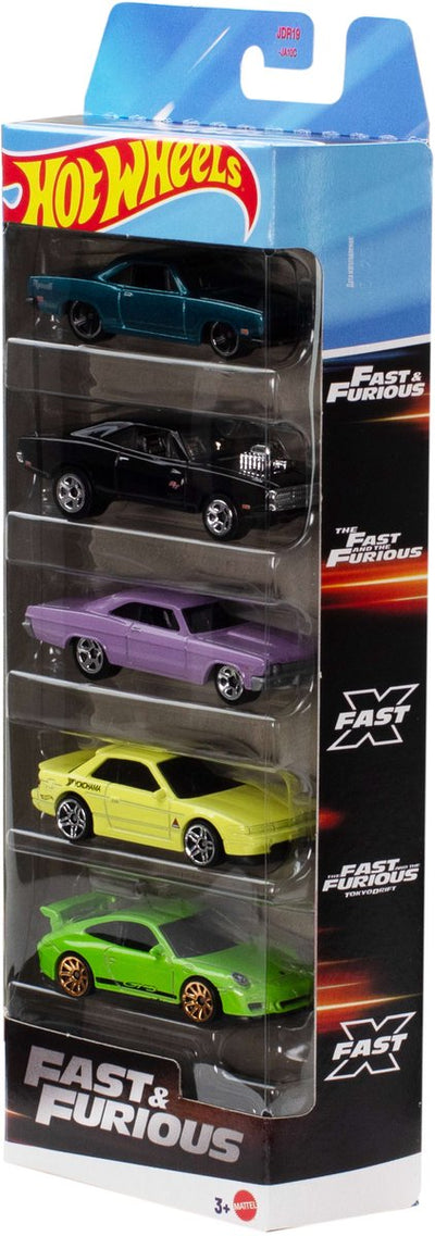 Hot Wheels Fast Furious, ensemble de 5 voitures de course en métal, inspirées et vues dans les films, échelle 1:64