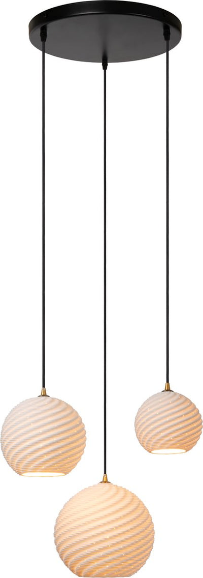 Lucide bina - suspension - ø 40 cm - 3xe27 - blanc - japandi
