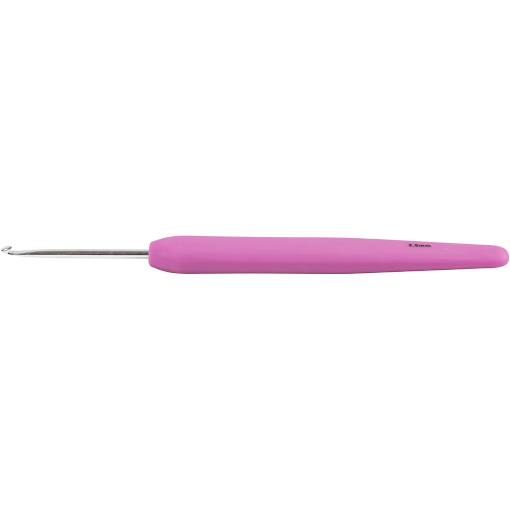 Crochets Creativ Company, taille 2,5, l : 13,3 cm, taille 2,5 mm, rouge clair, 1 pièce