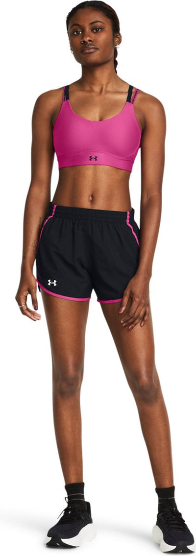 Under armour ua fly by 3'' shorts-blk pantalon de sport pour femme - noir - réfléchissant