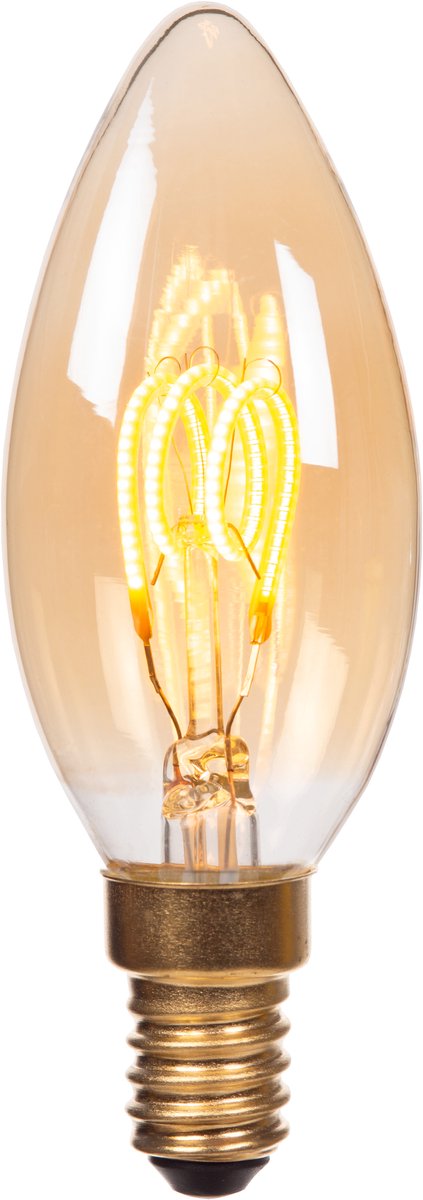 Lucide c35 - lampe à filament - ø 3,5 cm - led 3 stepdim (mémoire) - e14 - 1x3w 2200k - ambre