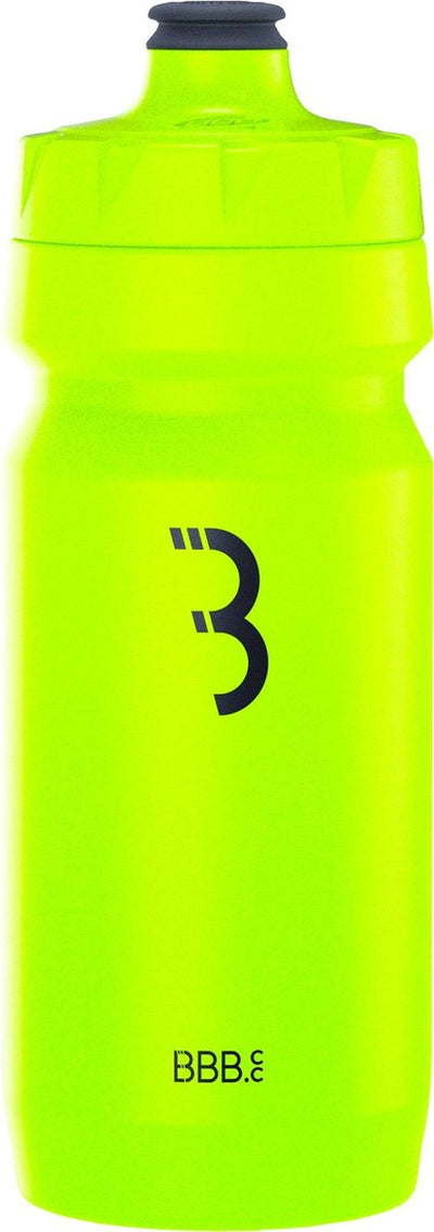 Bbb bouteille d'eau de réservoir de voiture de cyclisme vélo de course - capacité 550 ml - gourde de vélo avec valve à fermeture automatique - jaune fluo - bwb-11