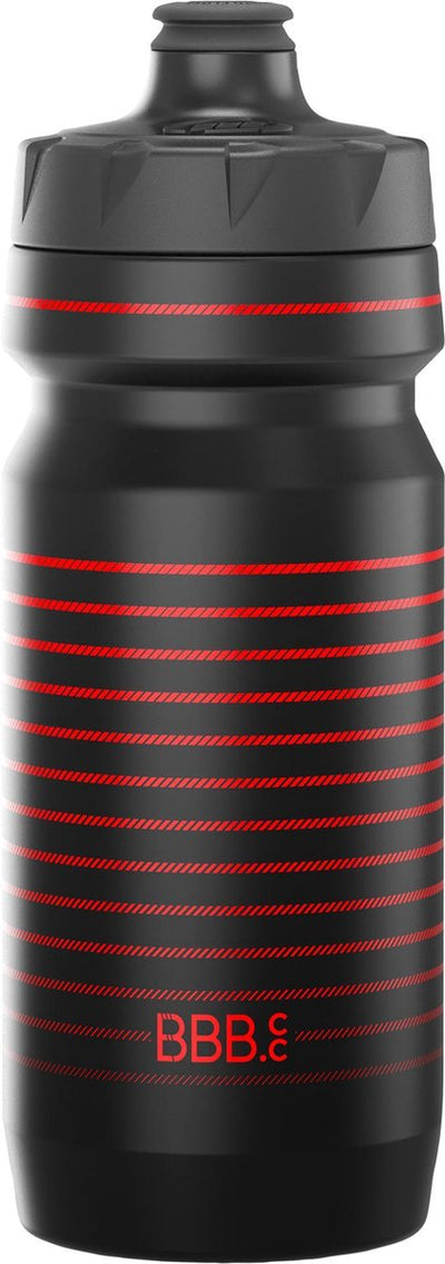 Bbb bouteille d'eau réservoir de voiture de cyclisme vélo de course - capacité 550 ml - gourde de vélo avec valve à fermeture automatique - rayé noir rouge - bwb-11