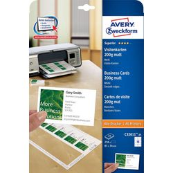 Cartes de visite Abi avery zweckform blanc mat