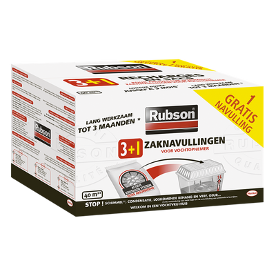 Rubson 1064719 - recharge absorbeur d'humidité 3 + 1 offerte | 4 pièces