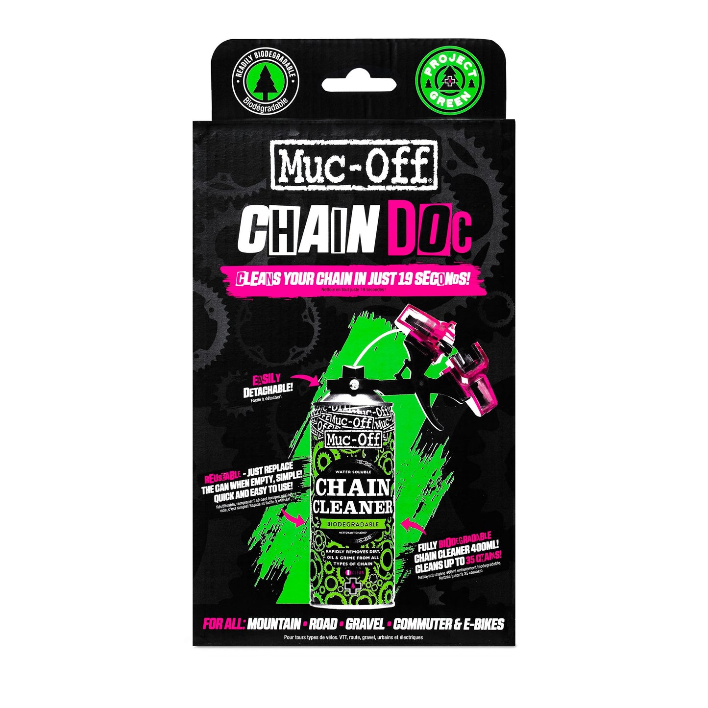 Nettoyant pour chaîne bio Muc-off 400 ml incl. dispositif de nettoyage de chaîne