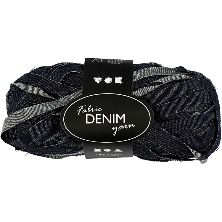Fil textile denim Creativ company, l: 45 m, bleu, 100 gr 1 pelote