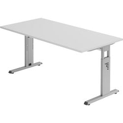 Bureau droit gris clair réglable en hauteur 4 pieds 1600x800x680-760mm