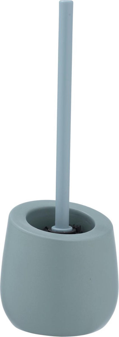 Wenko porte-brosse de toilette badi en céramique bleu-gris mat avec tête de brosse en silicone - brosse de toilette avec support - brosse de toilette avec support sur pied