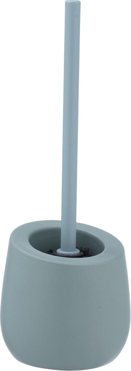 Wenko porte-brosse de toilette badi en céramique bleu-gris mat avec tête de brosse en silicone - brosse de toilette avec support - brosse de toilette avec support sur pied